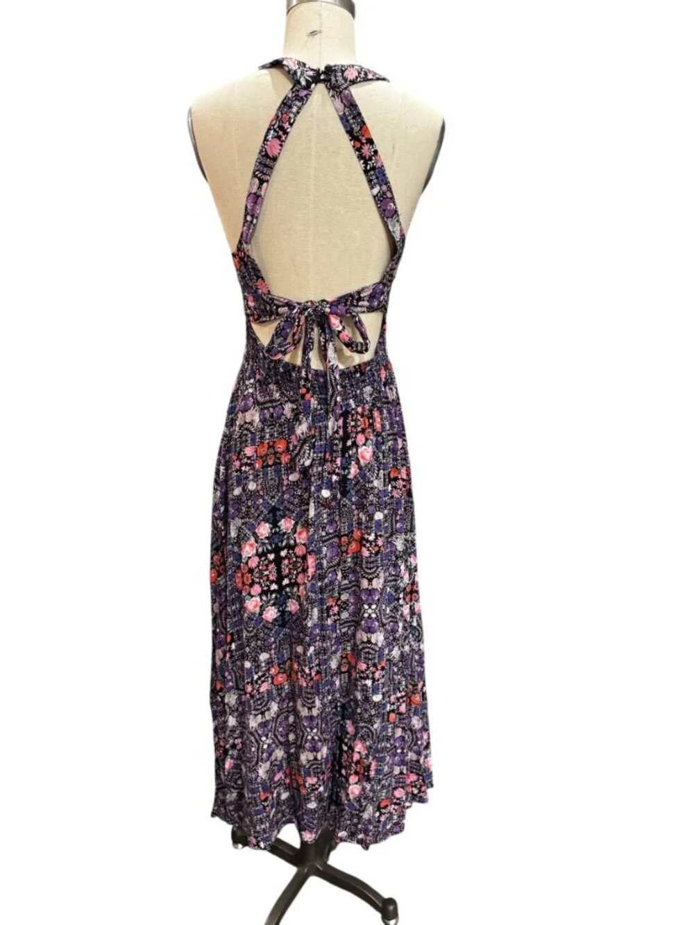 Jaase Endless Summer Boho Halter Maxi Dress Medium Open Back Floral - Picture 7 of 9